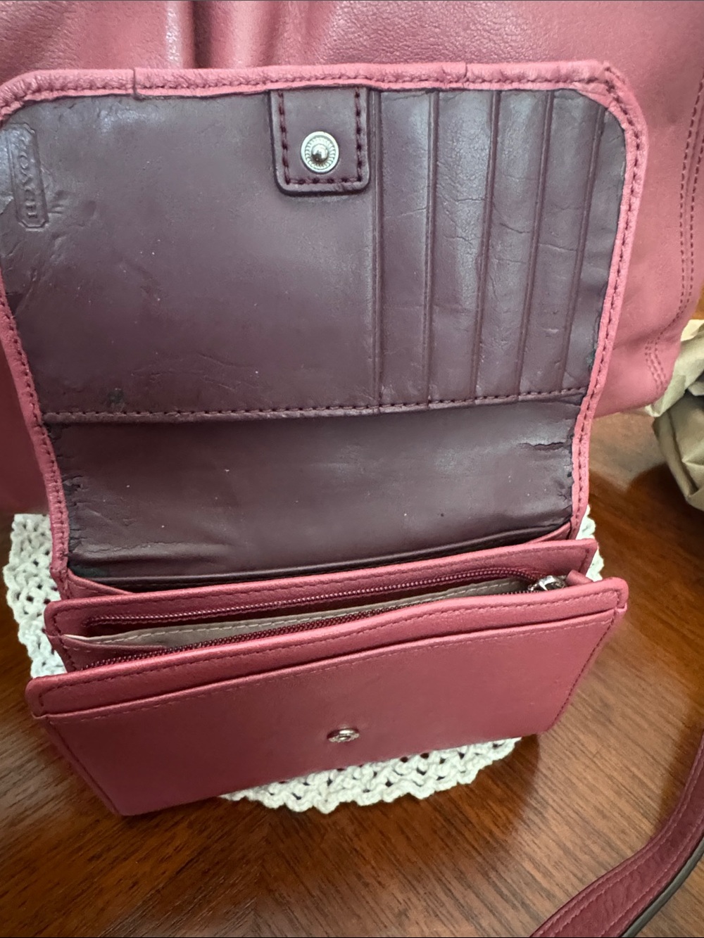 Vintage Coach Ashley Pleated Leather Hippie Bag & Matching Flap Wallet Set - Picture 5 of 5